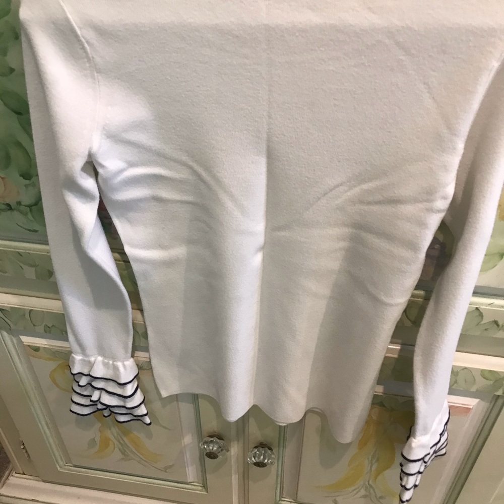 White Sweater With Flutter Sleeves - image 3